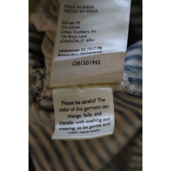 We The Free x Free People OB1501942 Women Sz L Blue Striped Ziggy Shortalls - Picture 5 of 5